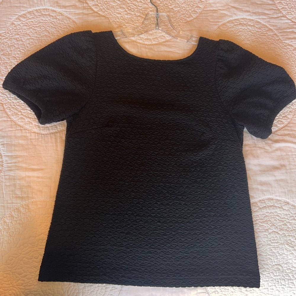 Anthropologie Porridge Parker Puff Sleeve Black Top